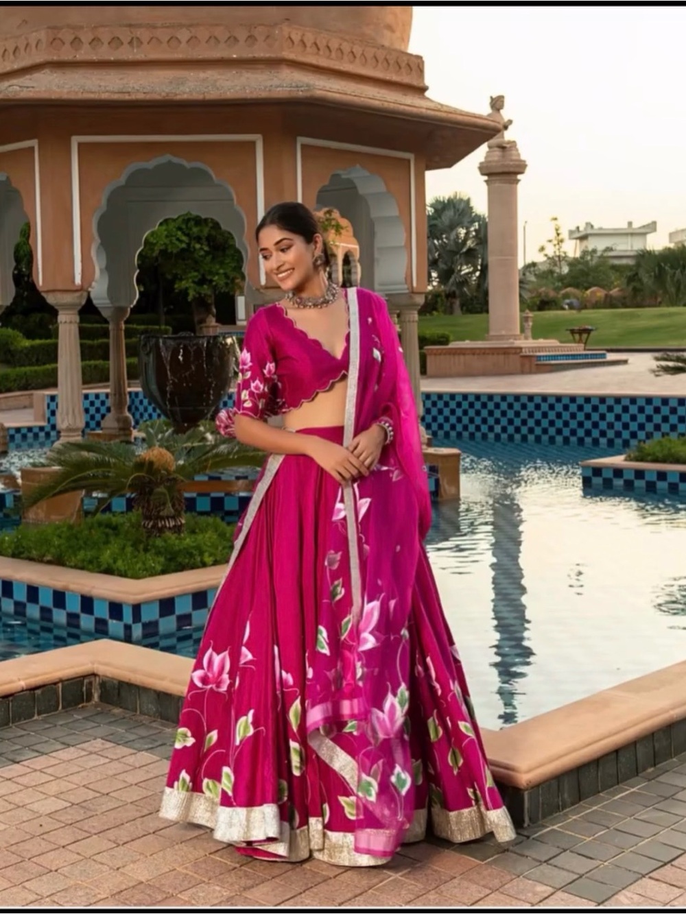 Jasmi Handpainted Chanderi Lehenga Set